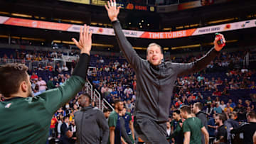 PHOENIX, AZ - APRIL 3 : Joe Ingles #2 of the Utah Jazz is introduced prior to the game against the Phoenix Suns on April 3, 2019 at Talking Stick Resort Arena in Phoenix, Arizona. Copyright 2019 NBAE (Photo by Michael Gonzales/NBAE via Getty Images)