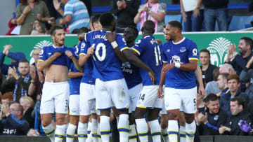LIVERPOOL, ENGLAND - SEPTEMBER 17: Everton players celebrate their third goal of the first half during the Premier League match between Everton and Middlesbrough at Goodison Park on September 17, 2016 in Liverpool, England. (Photo by Rich Linley/CameraSport via Getty Images)