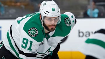 SAN JOSE, CA - FEBRUARY 18: Tyler Seguin #91 of the Dallas Stars looks on during the game against the San Jose Sharks at SAP Center on February 18, 2018 in San Jose, California. (Photo by Rocky W. Widner/NHL/Getty Images)