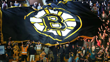 BOSTON - APRIL 17: Boston Bruins fans pass along the Bruins flag through the seating before the game. The Ottawa Senators visit the Boston Bruins in Game Three of the first round of the Stanley Cup Playoffs at TD Garden in Boston on April 17, 2017. (Photo by John Tlumacki/The Boston Globe via Getty Images)