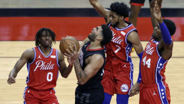 Tyrese Maxey, Isaiah Joe, Paul Reed, Sixers Mandatory Credit: Michael Wyke/POOL PHOTOS-USA TODAY Sports