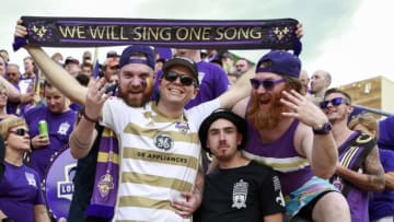 BRIDGEVIEW, IL - JULY 18: Louisville City FC fans cheer before the game against the Chicago Fire on July 18, 2018 at Toyota Park in Bridgeview, Illinois. (Photo by Quinn Harris/Icon Sportswire via Getty Images)