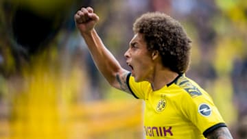 DORTMUND, GERMANY - AUGUST 17: Axel Witsel of Borussia Dortmund celebrates the goal of Jadon Sancho (not in frame) during the Bundesliga match between Borussia Dortmund and FC Augsburg at the Signal Iduna Park on August 217, 2019 in Dortmund, Germany. (Photo by Alexandre Simoes/Borussia Dortmund via Getty Images)