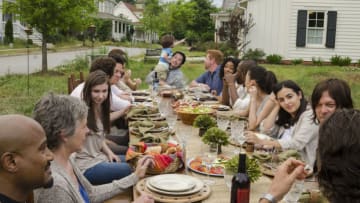 Andrew Lincoln as Rick Grimes, Danai Gurira as Michonne, Norman Reedus as Daryl Dixon, Alanna Masterson as Tara Chambler, Christian Serratos as Rosita Espinosa, Lennie James as Morgan Jones, Sonequa Martin-Green as Sasha Williams, Michael Cudlitz as Sgt. Abraham Ford, Steven Yeun as Glenn Rhee, Lauren Cohan as Maggie Greene, Austin Nichols as Spencer Monroe, Josh McDermitt as Dr. Eugene Porter, Ross Marquand as Aaron, Katelyn Nacon as Enid, Chandler Riggs as Carl Grimes, Melissa McBride as Carol Peletier, Seth Gilliam as Father Gabriel Stokes - The Walking Dead _ Season 7, Episode 1 - Photo Credit: Gene Page/AMC