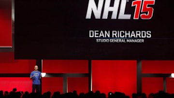 LOS ANGELES, CA - JUNE 9: Dean Richard, EA Studio General Manager, introduces NHL 15 during the EA press conference for the Electronic Entertainment Expo at Shrine Auditorium June 9, 2014 in Los Angeles, California. The annual video game conference and show runs from June 10-12. (Photo by Dan R. Krauss/Getty Images)