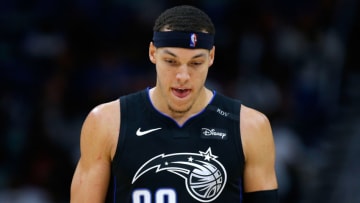 Aaron Gordon #00 of the Orlando Magic reacts during the second half against the New Orleans Pelicans (Photo by Jonathan Bachman/Getty Images)