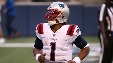 SEATTLE, WASHINGTON - SEPTEMBER 20: Cam Newton #1 of the New England Patriots (Photo by Abbie Parr/Getty Images)