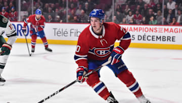 MONTREAL, QC - OCTOBER 17: Cale Fleury #20 of the Montreal Canadiens skates against the Minnesota Wild during the third period at the Bell Centre on October 17, 2019 in Montreal, Canada. The Montreal Canadiens defeated the Minnesota Wild 4-0. (Photo by Minas Panagiotakis/Getty Images)