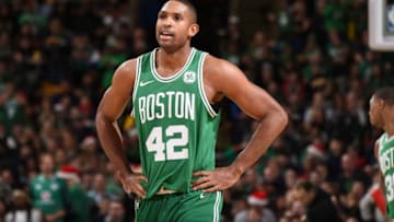 BOSTON, MA - DECEMBER 25: Al Horford #42 of the Boston Celtics looks on during game against the Washington Wizards on December 25, 2017 at the TD Garden in Boston, Massachusetts. NOTE TO USER: User expressly acknowledges and agrees that, by downloading and or using this photograph, User is consenting to the terms and conditions of the Getty Images License Agreement. Mandatory Copyright Notice: Copyright 2017 NBAE (Photo by Brian Babineau/NBAE via Getty Images)