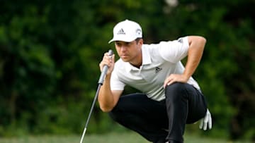 FORT WORTH, TEXAS - MAY 24: Xander Schauffele of the United States looks over a putt on the 11th green during the second round of the Charles Schwab Challenge at Colonial Country Club on May 24, 2019 in Fort Worth, Texas. (Photo by Michael Reaves/Getty Images)