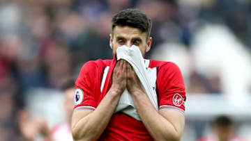 LONDON, ENGLAND - MARCH 31: Wesley Hoedt of Southampton reacts after the Premier League match between West Ham United and Southampton at London Stadium on March 31, 2018 in London, England. (Photo by Alex Morton/Getty Images)