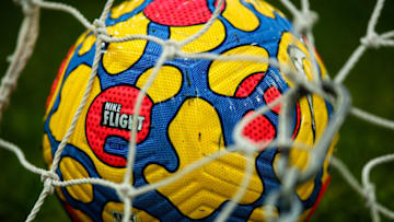 NEWCASTLE UPON TYNE, ENGLAND - DECEMBER 19: Detail of Nike Flight branding on the official Premier League Nike Flight winter match ball featuring Aerowsculpt and All Conditions Control (ACC) technology during the Premier League match between Newcastle United and Manchester City at St. James Park on December 19, 2021 in Newcastle upon Tyne, England. (Photo by Robbie Jay Barratt - AMA/Getty Images)