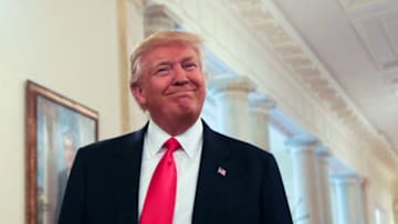 WASHINGTON, DC - FEBRUARY 27: (AFP OUT) U.S. President Donald Trump arrives at the National Governors Association meeting in the State Dining Room of the White House February 27, 2017 Washington, DC. (Photo by Aude Guerrucci-Pool/Getty Images)
