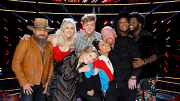 THE VOICE -- "Live Top 10" Episode 1319B -- Pictured: (l-r) Adam Cunningham, Chloe Kohanski, Addison Agen, Noah Mac, Brooke Simpson, Red Marlow, Keisha Renee, Davon Fleming -- (Photo by: Trae Patton/NBC)