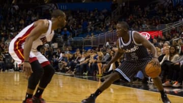 Miami Heat guard Dwyane Wade believes "the sky's the limit" for Orlando Magic guard Victor Oladipo. Mandatory Credit: Rob Foldy-USA TODAY Sports
