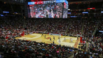 Oct 24, 2014; Houston, TX, USA; A general view of the Toyota Center during the third quarter of the game between the Houston Rockets and the San Antonio Spurs. Mandatory Credit: Troy Taormina-USA TODAY Sports
