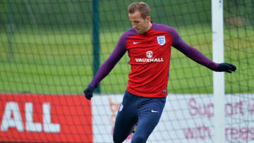 England's striker Harry Kane attends a team training session in Watford, north of London, on June 1, 2016.England are set to play Portugal in an international friendly football match at Wembley on June 2, ahead of Euro 2016. / AFP / GLYN KIRK / NOT FOR MARKETING OR ADVERTISING USE / RESTRICTED TO EDITORIAL USE (Photo credit should read GLYN KIRK/AFP/Getty Images)
