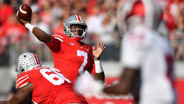 Dwayne Haskins. Ohio State Buckeyes. New York Giants. (Photo by Jamie Sabau/Getty Images)