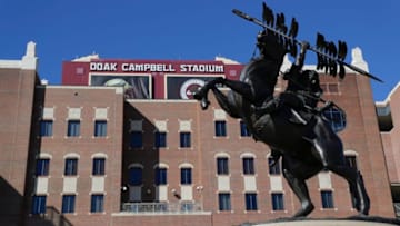 Bobby Bowden Field at Doak Campbell Stadium received a fresh coat of paint Monday, Dec. 2, 2019. Rumors swirled on Twitter as fans speculated why.ghows_gallery_ei-LK-200639874-65ac0cda.jpg