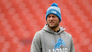 LANDOVER, MD - NOVEMBER 24: Matthew Stafford #9 of the Detroit Lions looks on before the game against the Washington Redskins at FedExField on November 24, 2019 in Landover, Maryland. (Photo by Scott Taetsch/Getty Images)