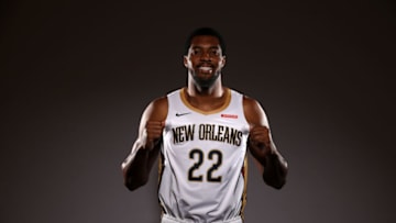 METAIRIE, LOUISIANA - SEPTEMBER 30: Derrick Favors #22 of the New Orleans Pelicans poses for a photo during Media Day at the Ochsner Sports Performance Center on September 30, 2019 in Metairie, Louisiana. (Photo by Chris Graythen/Getty Images)
