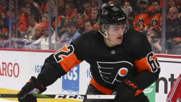 PHILADELPHIA, PA - DECEMBER 23: Nicolas Aube-Kubel #62 of the Philadelphia Flyers in action against the New York Rangers at the Wells Fargo Center on December 23, 2019 in Philadelphia, Pennsylvania. (Photo by Mitchell Leff/Getty Images)