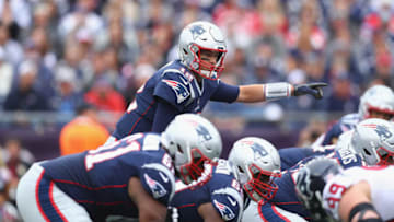 FOXBOROUGH, MA - SEPTEMBER 09: Tom Brady #12 of the New England Patriots gestures at the line of scrimmage during the first half against the Houston Texans at Gillette Stadium on September 9, 2018 in Foxborough, Massachusetts. (Photo by Maddie Meyer/Getty Images)