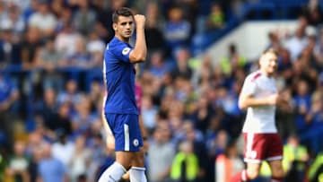 LONDON, ENGLAND - AUGUST 12: Alvaro Morata of Chelsea celebrates scoring his sides first goal during the Premier League match between Chelsea and Burnley at Stamford Bridge on August 12, 2017 in London, England. (Photo by Dan Mullan/Getty Images)