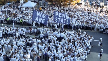 Oct 22, 2022; University Park, Pennsylvania, USA; The Penn State Nittany Lion cheerleaders entertain the crown prior to the game against the Minnesota Golden Gophers at Beaver Stadium. Mandatory Credit: Matthew OHaren-USA TODAY Sports