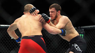 TORONTO, ON - DECEMBER 10: Nikita Krylov (R) of Ukraine fights Misha Cirkunov (L) of Latvia in their Light Heavyweight bout during the UFC 206 event at Air Canada Centre on December 10, 2016 in Toronto, Canada. (Photo by Vaughn Ridley/Getty Images)