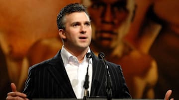 NEW YORK - MARCH 26: Shane McMahon speaks at a press conference for WrestleMania XXIV at the Hard Rock Cafe on March 26, 2008 in New York City. (Photo by Rob Loud/Getty Images)