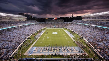 CHAPEL HILL, NORTH CAROLINA - AUGUST 27: A general view of Kenan Memorial Stadium during the game between the North Carolina Tar Heels and the Florida A&M Rattlers on August 27, 2022 in Chapel Hill, North Carolina. The Tar Heels won 56-24. (Photo by Grant Halverson/Getty Images)