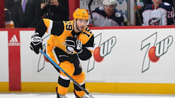 PITTSBURGH, PA - NOVEMBER 24: Derick Brassard #19 of the Pittsburgh Penguins skates against the Columbus Blue Jackets at PPG Paints Arena on November 24, 2018 in Pittsburgh, Pennsylvania. (Photo by Joe Sargent/NHLI via Getty Images)