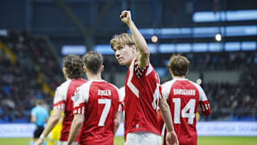 Denmark's forward Rasmus Hojlund (Photo by BO AMSTRUP/Ritzau Scanpix/AFP via Getty Images)