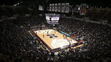 Jan 22, 2022; Starkville, Mississippi, USA; A general overview of the game between the Mississippi Rebels and the Mississippi State Bulldogs during the second half at Humphrey Coliseum. Mandatory Credit: Matt Bush-USA TODAY Sports