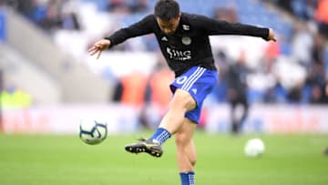 LEICESTER, ENGLAND - SEPTEMBER 22: Shinji Okazaki of Leicester City warms up prior to the Premier League match between Leicester City and Huddersfield Town at The King Power Stadium on September 22, 2018 in Leicester, United Kingdom. (Photo by Laurence Griffiths/Getty Images)