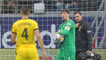 Gregor Kobel was forced to come off against Eintracht Frankfurt. (Photo by Ralf Ibing - firo sportphoto/Getty Images)