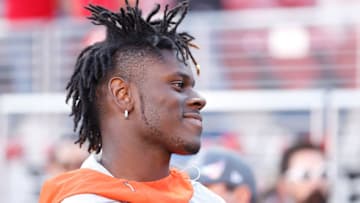 SANTA CLARA, CALIFORNIA - OCTOBER 07: David Njoku #85 of the Cleveland Browns looks on before the game against the San Francisco 49ers at Levi's Stadium on October 07, 2019 in Santa Clara, California. (Photo by Lachlan Cunningham/Getty Images)