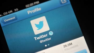 LONDON, ENGLAND - NOVEMBER 07: In this photo illustration, The Twitter logo is displayed on a mobile device as the company announced it's initial public offering and debut on the New York Stock Exchange on November 7, 2013 in London, England. Twitter went public on the NYSE opening at USD 26 per share, valuing the company's worth at an estimated USD 18 billion. (Photo by Bethany Clarke/Getty Images)