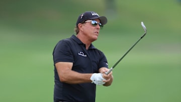 MEMPHIS, TENNESSEE - AUGUST 02: Phil Mickelson of the United States plays a shot on the first hole during the final round of the World Golf Championship-FedEx St Jude Invitational at TPC Southwind on August 02, 2020 in Memphis, Tennessee. (Photo by Andy Lyons/Getty Images)