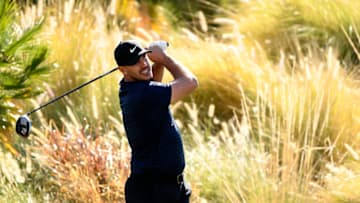 LA QUINTA, CALIFORNIA - JANUARY 21: Brooks Koepka plays his shot from the 18th tee during the first round of The American Express tournament on the Jack Nicklaus Tournament Course at PGA West on January 21, 2021 in La Quinta, California. (Photo by Harry How/Getty Images)