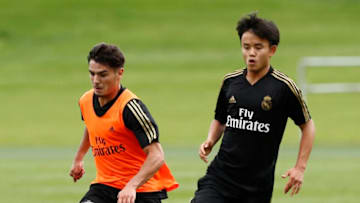 MONTREAL, QC - JULY 12: Brahim Diaz and Takefusa Kubo of Real Madrid players performs continuous race exercises in their new preseason training session on July 12, 2019 in Montreal, Canada. (Photo by Helios de la Rubia/Real Madrid via Getty Images)