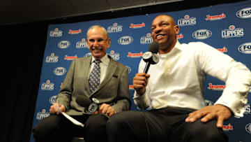MINNEAPOLIS, MN - DECEMBER 7: Doc Rivers of the Los Angeles Clippers and Ralph Lawler before the game against the Minnesota Timberwolves on December 7, 2015 at Target Center in Minneapolis, Minnesota. NOTE TO USER: User expressly acknowledges and agrees that, by downloading and or using this Photograph, user is consenting to the terms and conditions of the Getty Images License Agreement. Mandatory Copyright Notice: Copyright 2015 NBAE (Photo by Andrew D. Bernstein/NBAE via Getty Images)