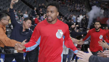 SACRAMENTO, CA - NOVEMBER 30: Yogi Ferrell #3 of the Sacramento Kings greets fans prior to the game against the Denver Nuggets on November 30, 2019 at Golden 1 Center in Sacramento, California. NOTE TO USER: User expressly acknowledges and agrees that, by downloading and or using this photograph, User is consenting to the terms and conditions of the Getty Images Agreement. Mandatory Copyright Notice: Copyright 2019 NBAE (Photo by Rocky Widner/NBAE via Getty Images)