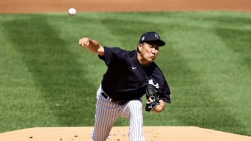 NEW YORK, NEW YORK - JULY 04: Masahiro Tanaka #19 of the New York Yankees (Photo by Elsa/Getty Images)
