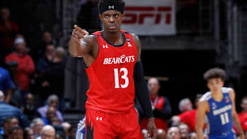 CINCINNATI, OH - FEBRUARY 13: Tre Scott #13 of the Cincinnati Bearcats looks on during a game against the Memphis Tigers at Fifth Third Arena on February 13, 2020 in Cincinnati, Ohio. Cincinnati defeated Memphis 92-86 in overtime. (Photo by Joe Robbins/Getty Images)