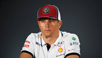 ABU DHABI, UNITED ARAB EMIRATES - NOVEMBER 28: Kimi Raikkonen of Finland and Alfa Romeo Racing talks in the Drivers Press Conference during previews ahead of the F1 Grand Prix of Abu Dhabi at Yas Marina Circuit on November 28, 2019 in Abu Dhabi, United Arab Emirates. (Photo by Clive Mason/Getty Images)