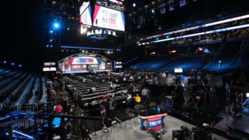Jun 20, 2019; Brooklyn, NY, USA; General view of the Barclays Center before the 2019 NBA draft. Mandatory Credit: Brad Penner-USA TODAY Sports