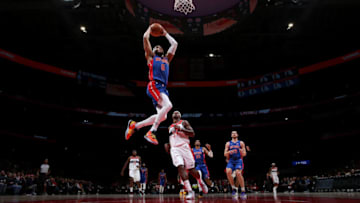 WASHINGTON, DC -  NOVEMBER 4: Bruce Brown #6 of the Detroit Pistons dunks the ball against the Washington Wizards on November 4, 2019 at Capital One Arena in Washington, DC. NOTE TO USER: User expressly acknowledges and agrees that, by downloading and or using this Photograph, user is consenting to the terms and conditions of the Getty Images License Agreement. Mandatory Copyright Notice: Copyright 2019 NBAE (Photo by Ned Dishman/NBAE via Getty Images)