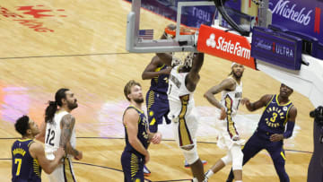 Jan 4, 2021; New Orleans, Louisiana, USA; New Orleans Pelicans forward Zion Williamson (1) dunks against the Indiana Pacers during the third quarter at the Smoothie King Center. Mandatory Credit: Derick E. Hingle-USA TODAY Sports